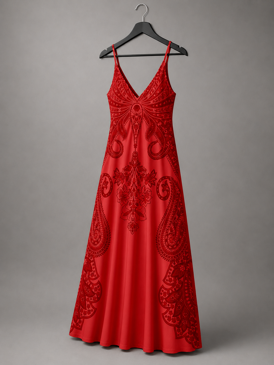 Crimson Paisley Maxi Gown