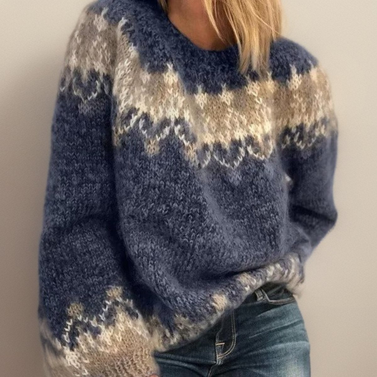Women's Fair Isle Jacquard Pullover Knit Sweater – product view 1