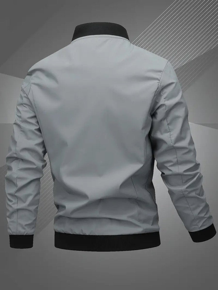 Men's Casual Zip-Up Polyester Bomber Jacket Baseball Collar – product view 1