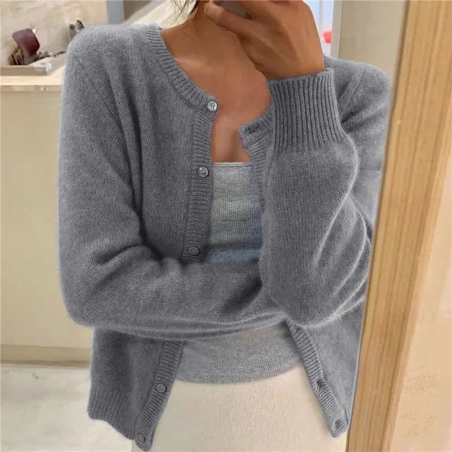Women's Button Front Cardigan Cropped Relaxed Fit – product view 1