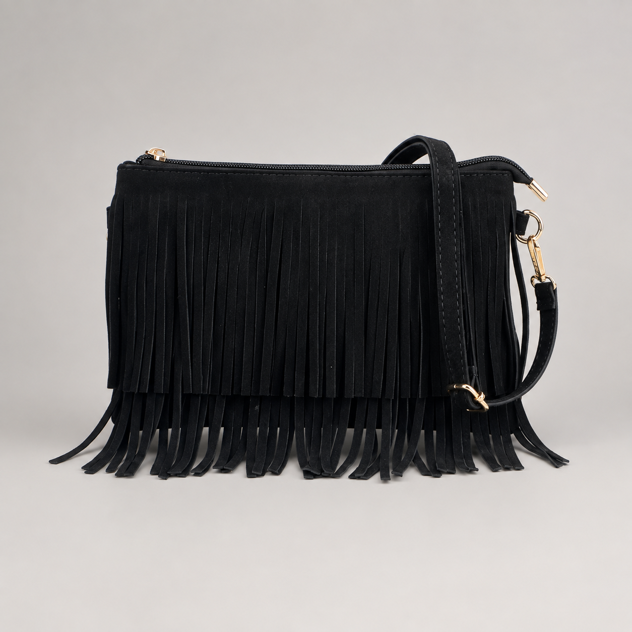 Boho fringe crossbody bag front view