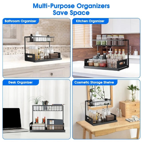2 Tier Under Sink Sliding Cabinet Organiser Arlo