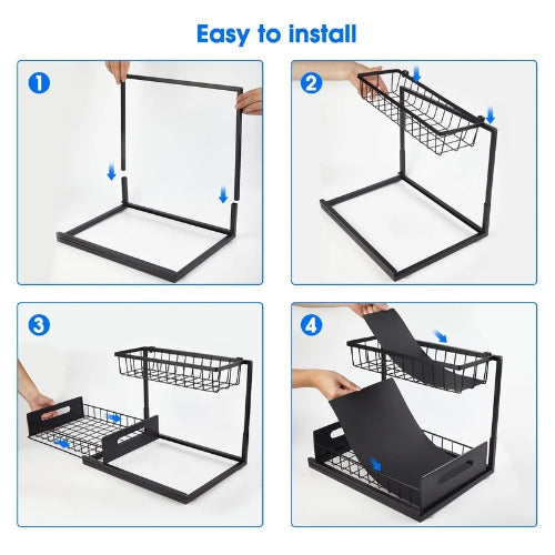 2 Tier Under Sink Sliding Cabinet Organiser Arlo
