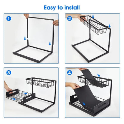 2 Tier Under Sink Sliding Cabinet Organiser Arlo
