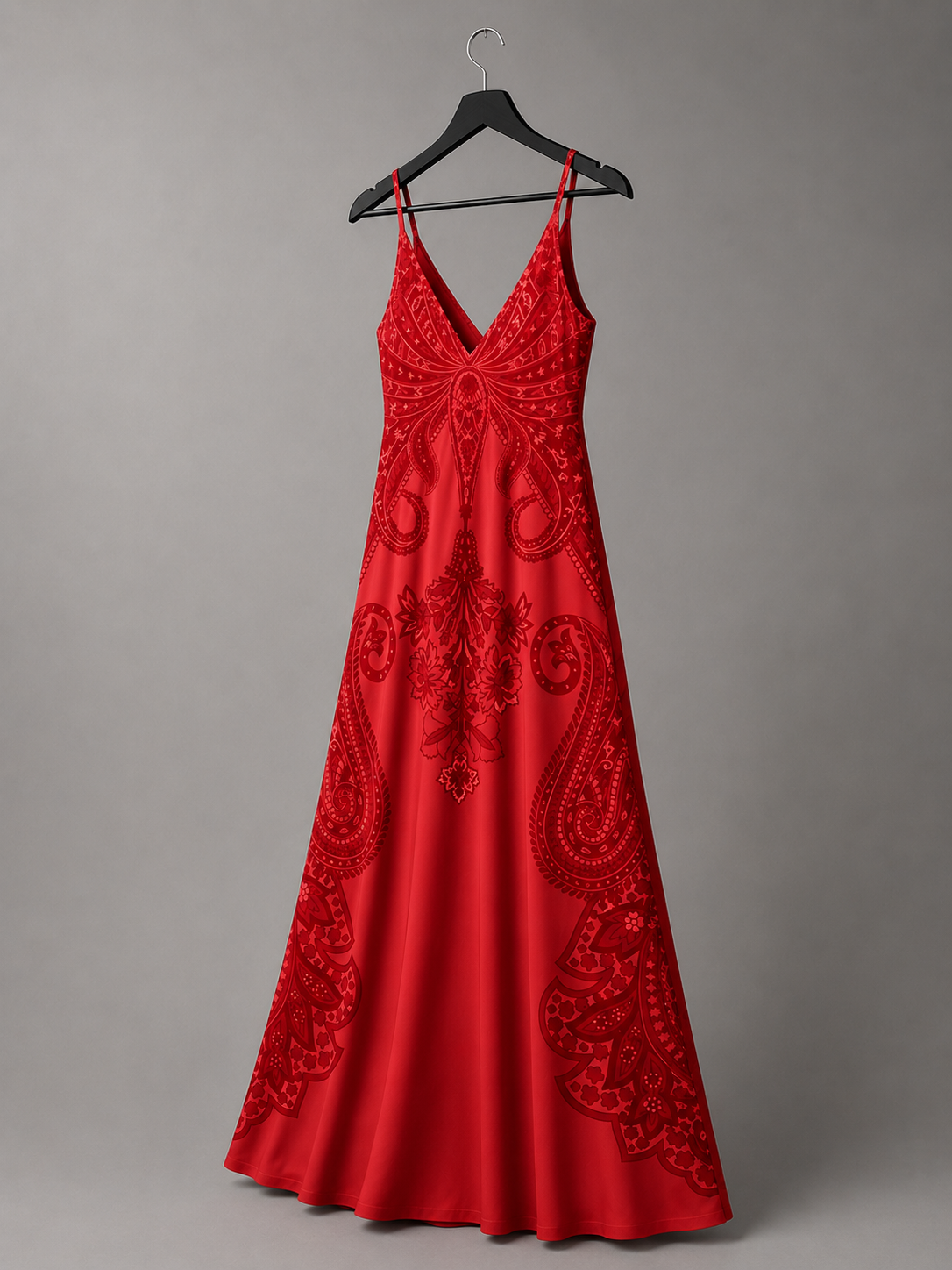 Crimson Paisley Maxi Gown