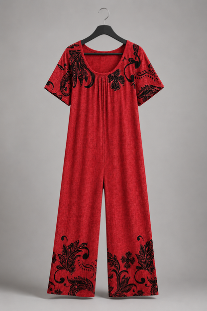 Scarlet Bloom Wide-Leg Jumpsuit