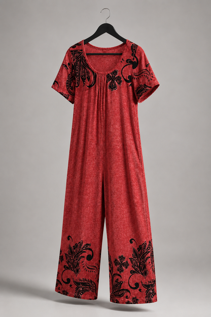 Scarlet Bloom Wide-Leg Jumpsuit