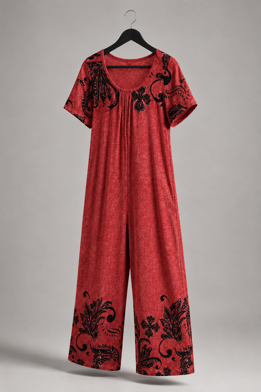 Scarlet Bloom Wide-Leg Jumpsuit