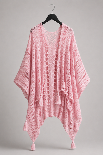 Rose Crochet Tassel Cape