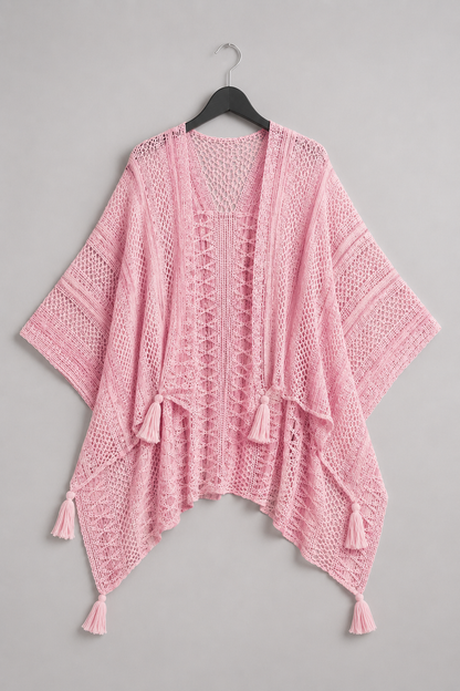 Rose Crochet Tassel Cape
