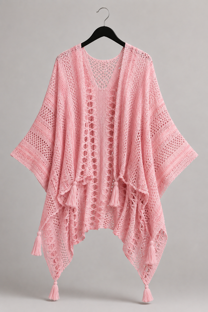Rose Crochet Tassel Cape