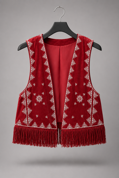 Crimson Fringe Vest