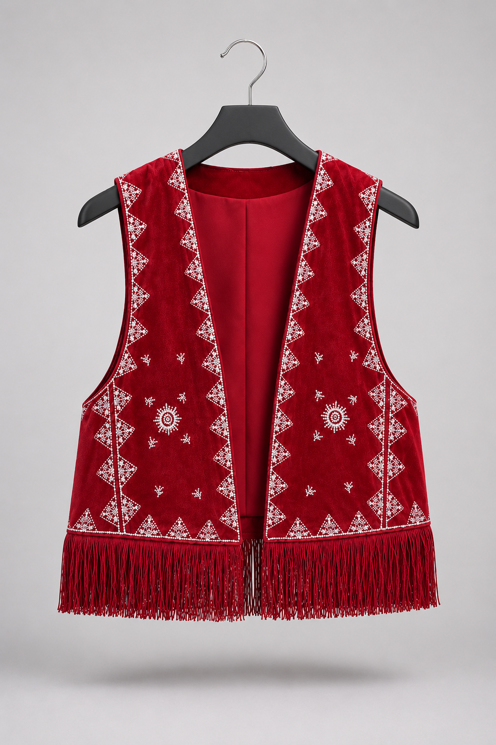 Crimson Fringe Vest