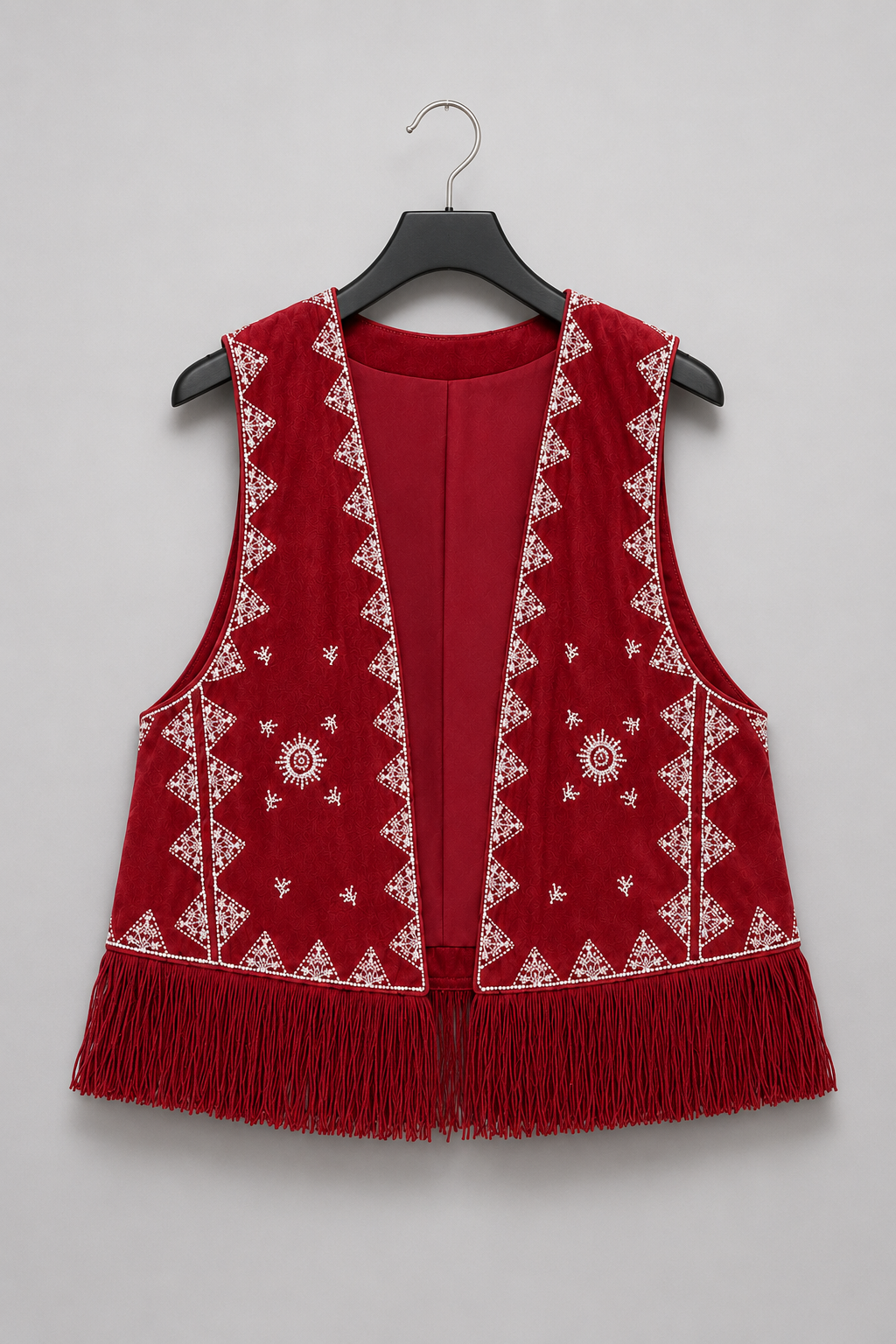 Crimson Fringe Vest