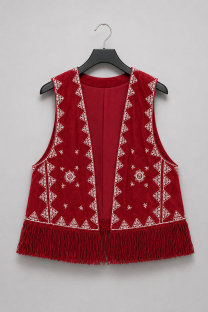 Crimson Fringe Vest