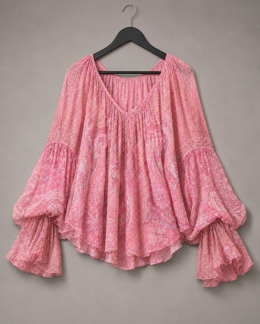 Rose Bell-Sleeve Blouse