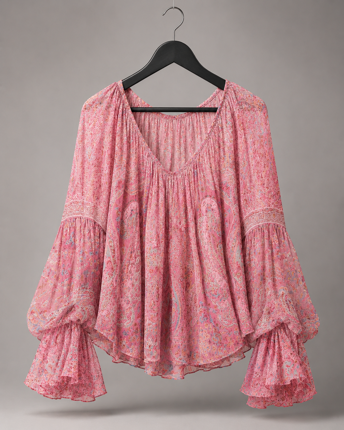 Rose Bell-Sleeve Blouse