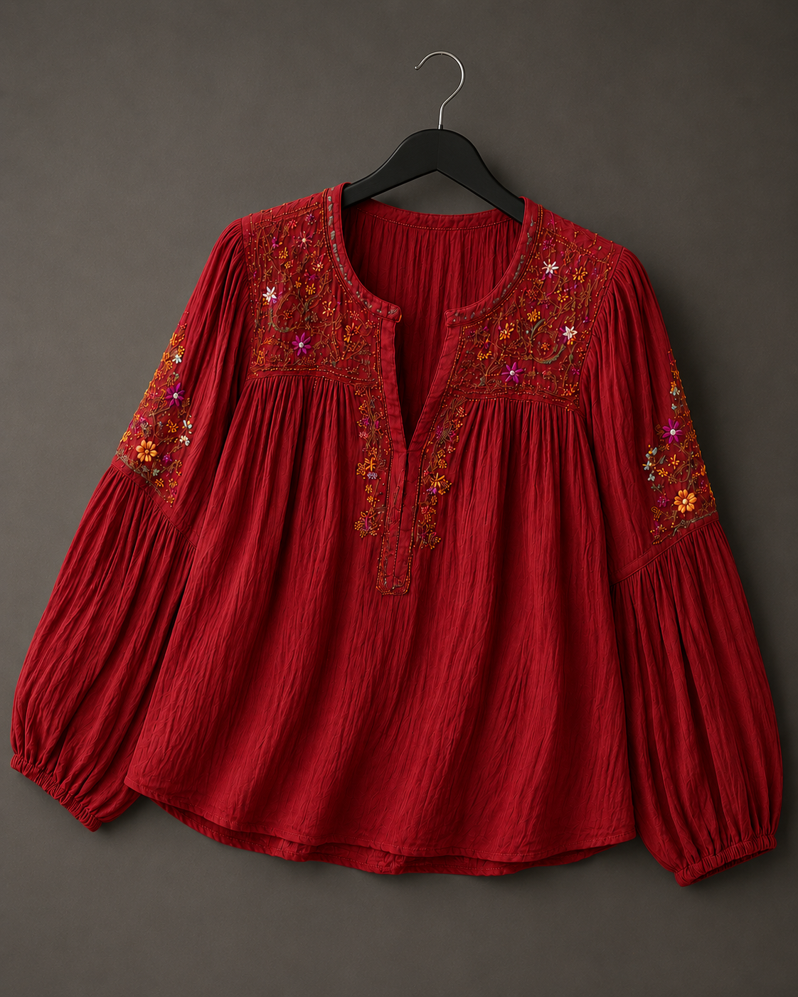 Crimson Peasant Blouse
