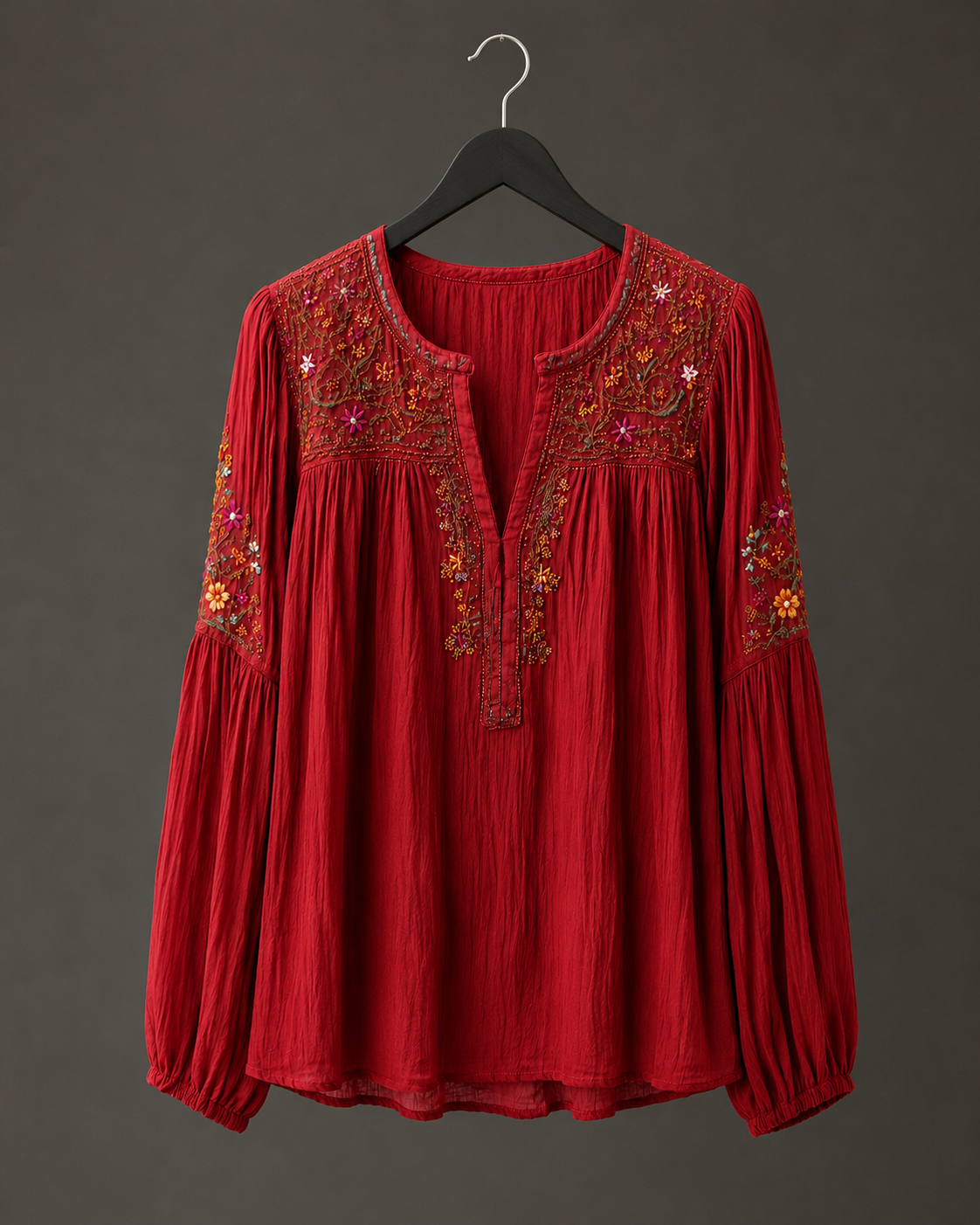 Crimson Peasant Blouse