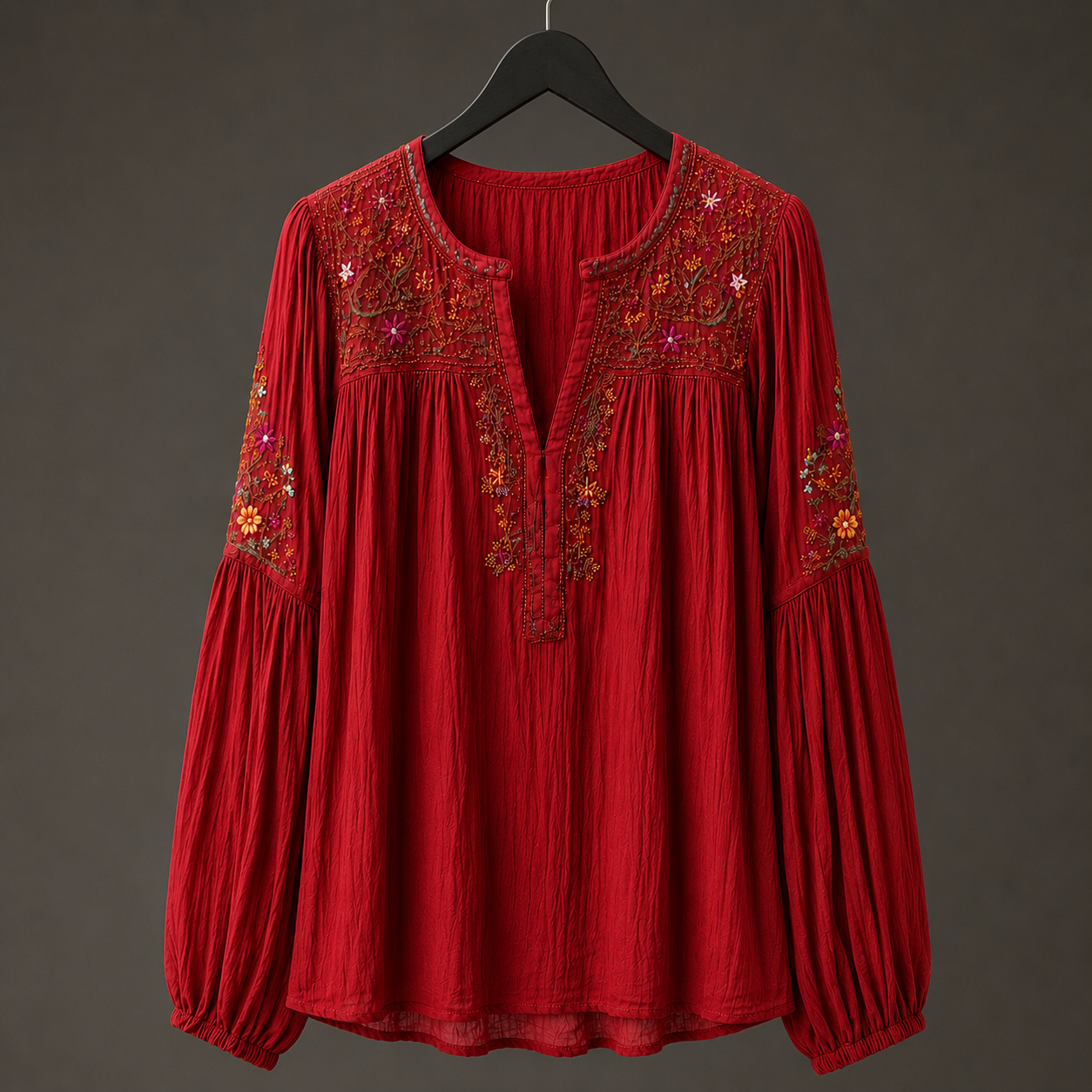 Crimson Peasant Blouse