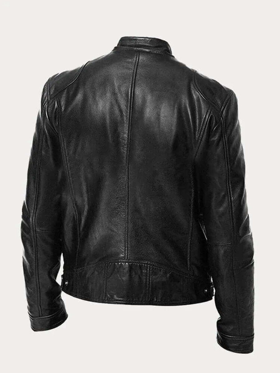 Men's Classic Leather-Look Biker Jacket – Zip-Up Moto Design – product view 1