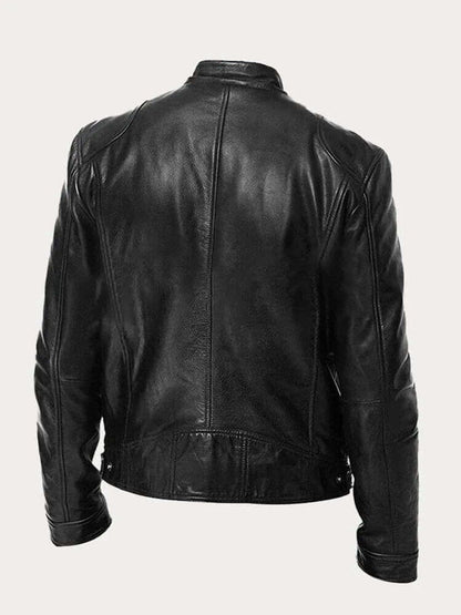 Men's Classic Leather-Look Biker Jacket – Zip-Up Moto Design – product view 1