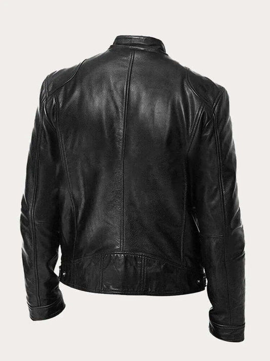 Men's Classic Leather-Look Biker Jacket – Zip-Up Moto Design – product view 1
