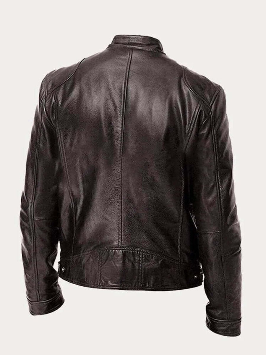 Men's Classic Leather-Look Biker Jacket – Zip-Up Moto Design – product view 2