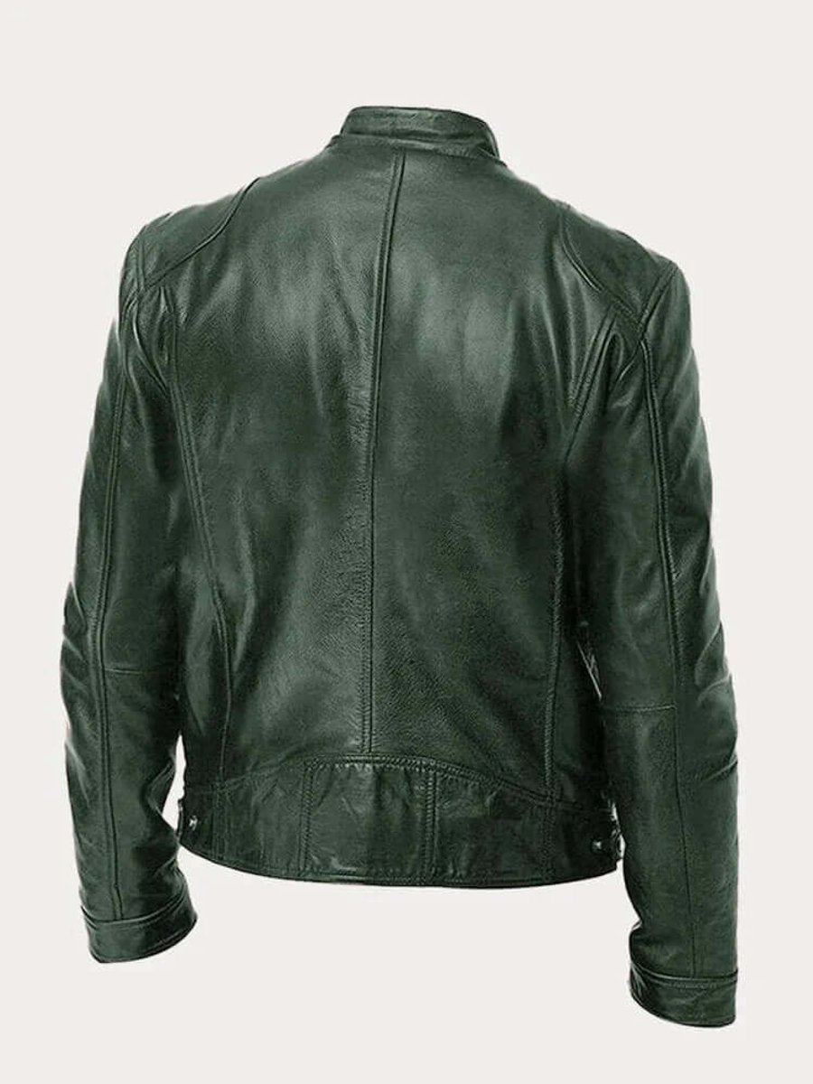 Men's Classic Leather-Look Biker Jacket – Zip-Up Moto Design – product view 3