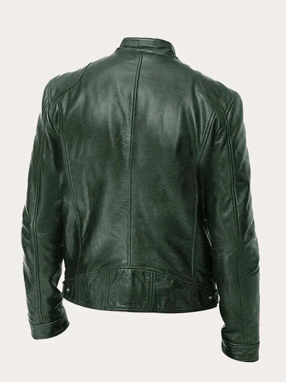 Men's Classic Leather-Look Biker Jacket – Zip-Up Moto Design – product view 3