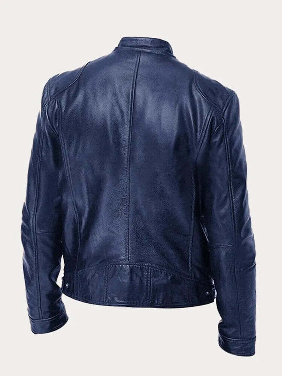 Men's Classic Leather-Look Biker Jacket – Zip-Up Moto Design – product view 4