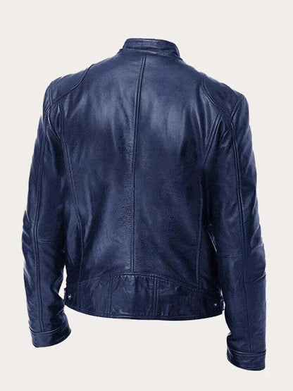 Men's Classic Leather-Look Biker Jacket – Zip-Up Moto Design – product view 4