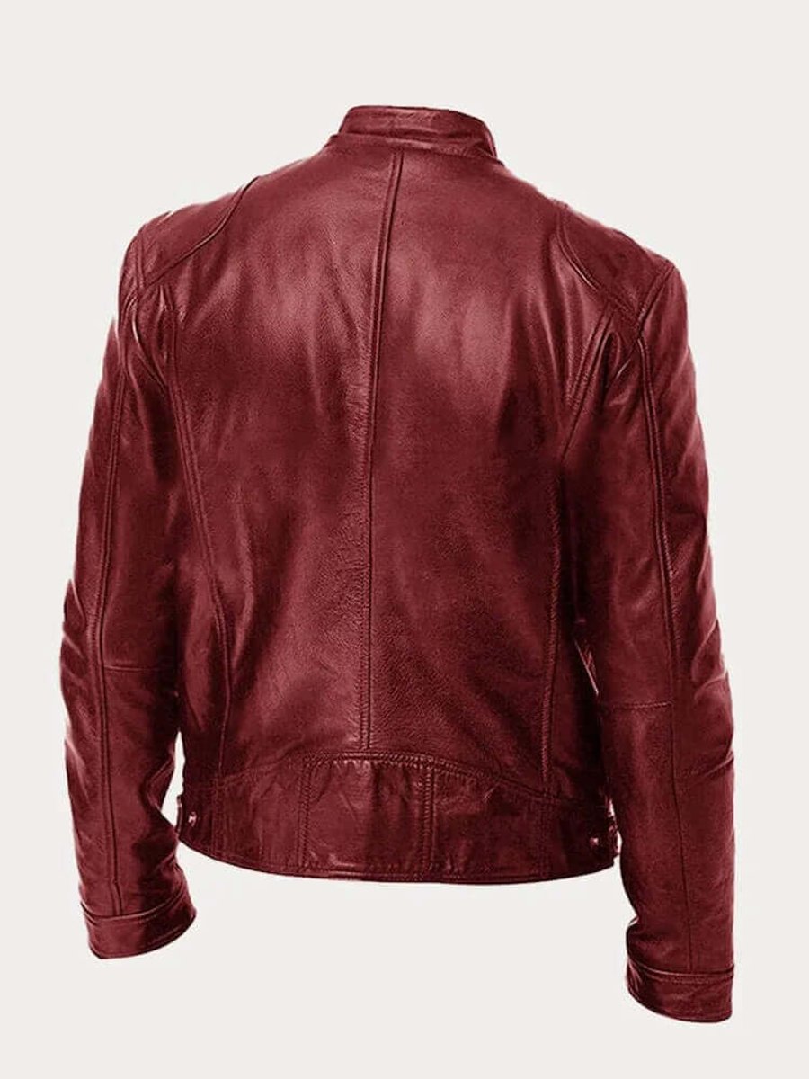 Men's Classic Leather-Look Biker Jacket – Zip-Up Moto Design – product view 5