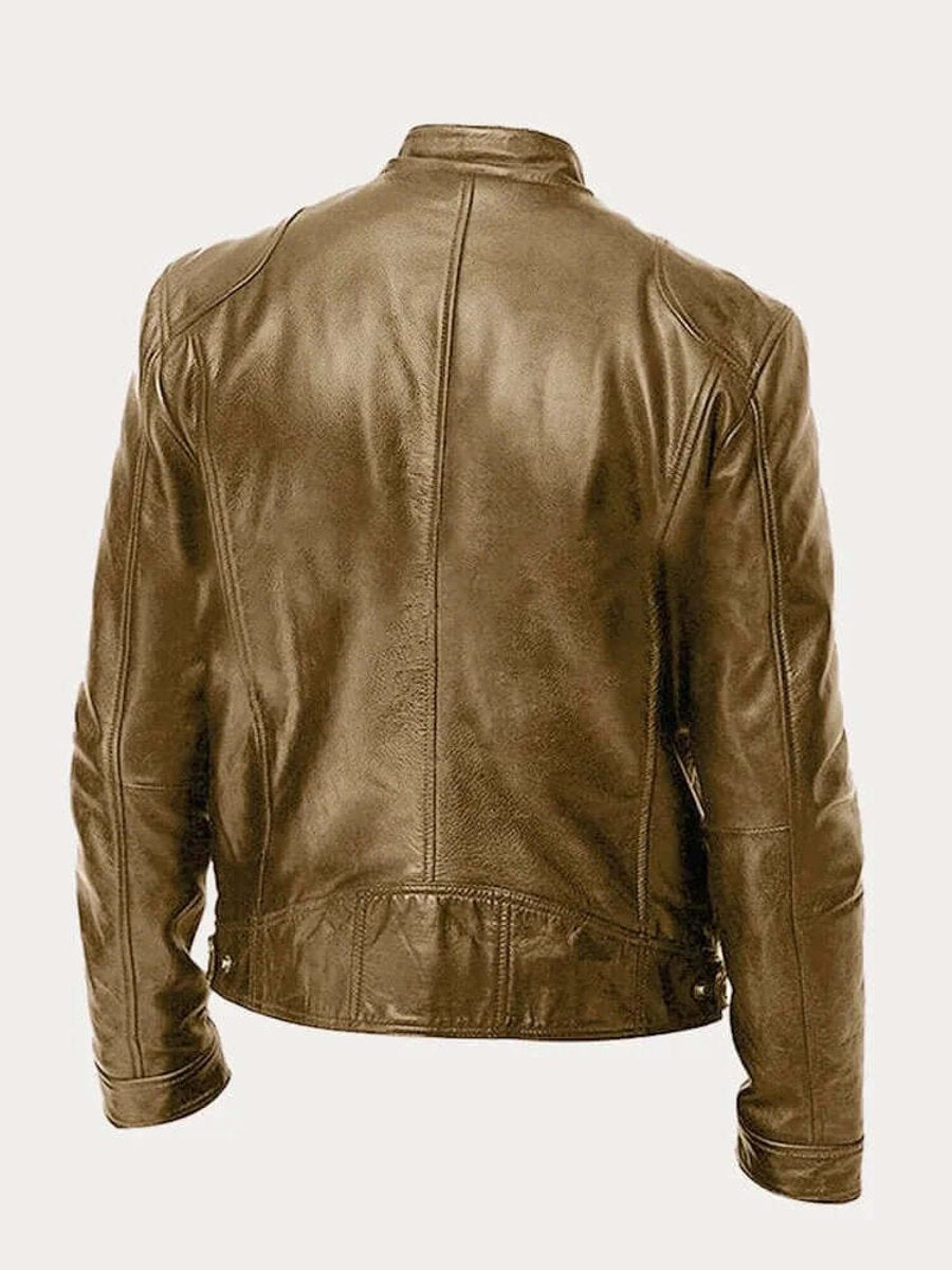 Men's Classic Leather-Look Biker Jacket – Zip-Up Moto Design – product view 6