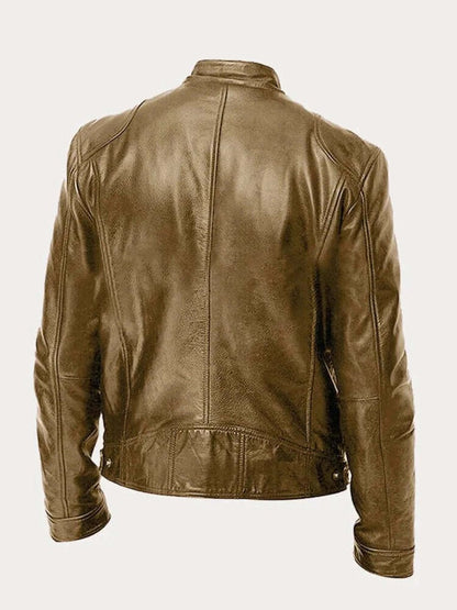 Men's Classic Leather-Look Biker Jacket – Zip-Up Moto Design – product view 6