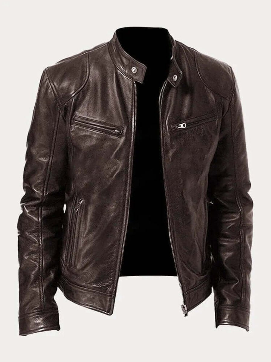 Men's Classic Leather-Look Biker Jacket – Zip-Up Moto Design – product view 8