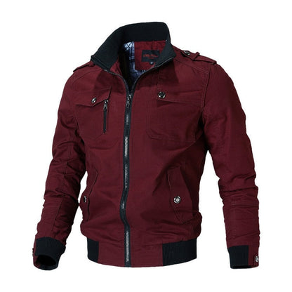 Men's Military-Style Bomber Jacket – Zip-Up Ribbed-Cuff Design – product view 4