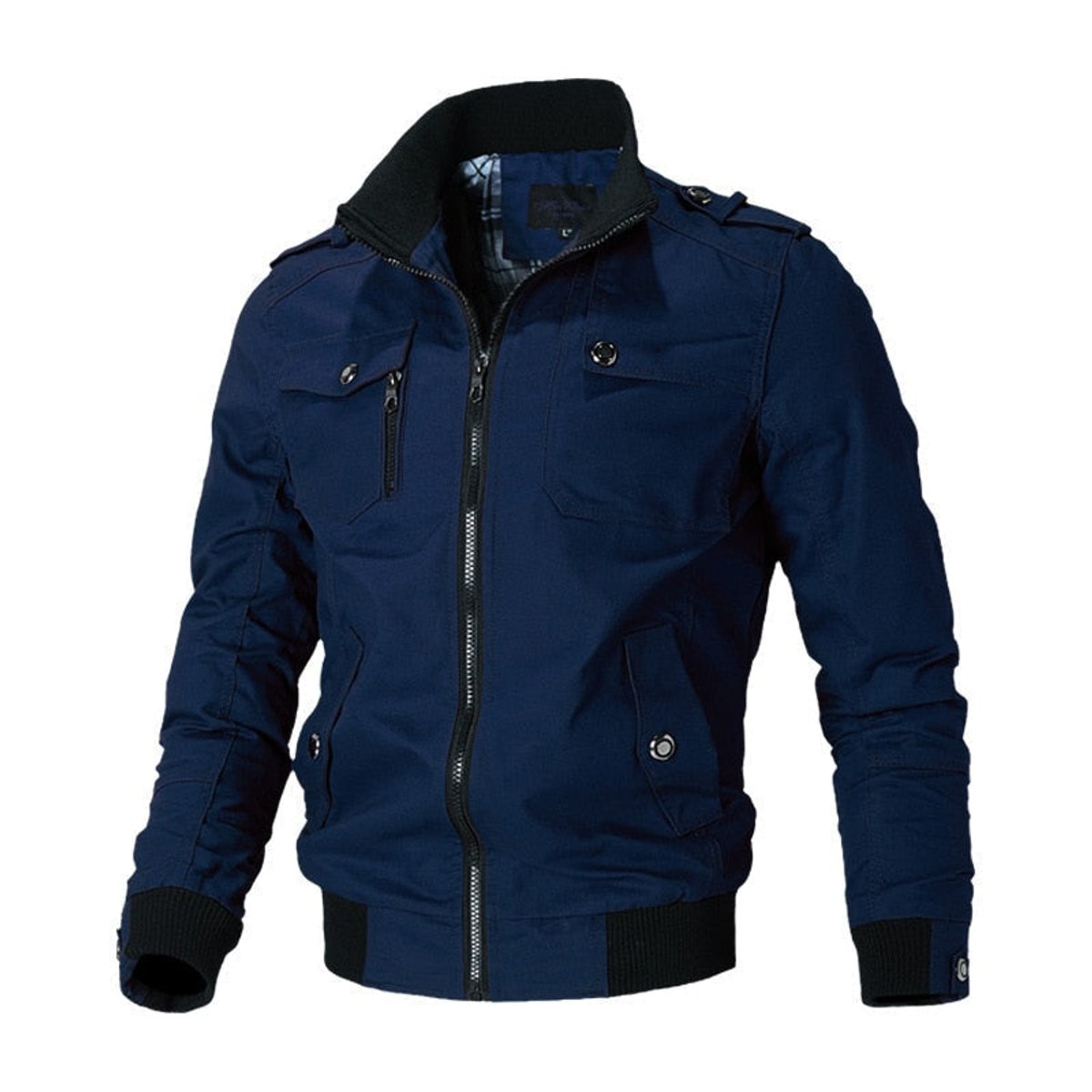 Men's Military-Style Bomber Jacket – Zip-Up Ribbed-Cuff Design – product view 5