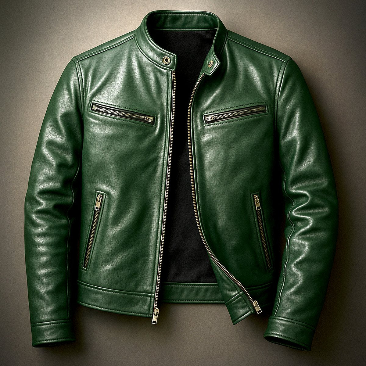 Men's Vintage Leather-Look Biker Jacket – Full-Zip Moto Style – product view 3