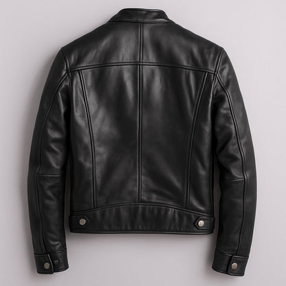 Men's Vintage Leather-Look Biker Jacket – Full-Zip Moto Style – product view 4