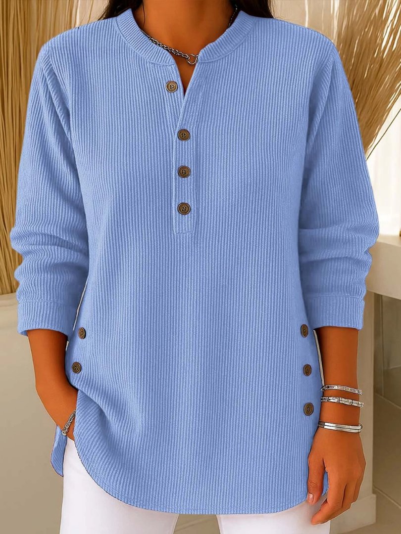 Women's Button Detail Sweater Ribbed Knit Long Sleeve – product view 1