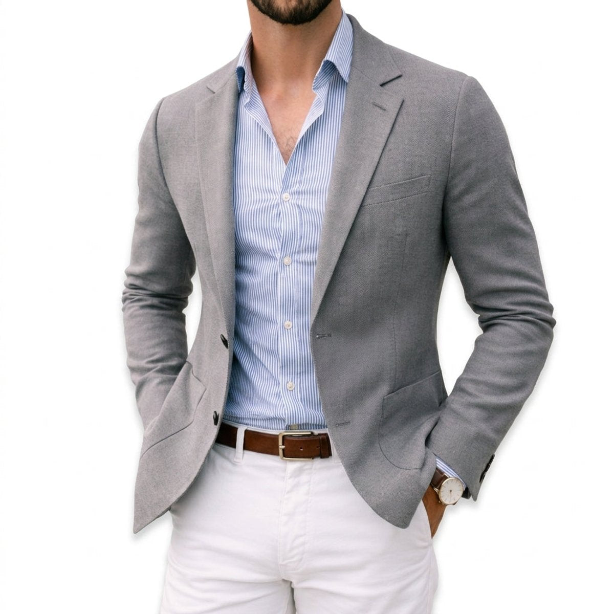 Men's Tailored Knit Blazer Mens Winter Coat Notch Lapel – product view 2