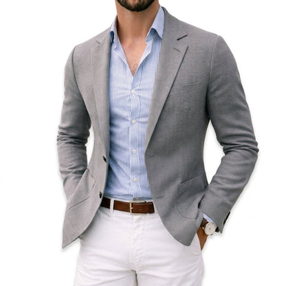 Men's Tailored Knit Blazer Mens Winter Coat Notch Lapel – product view 2