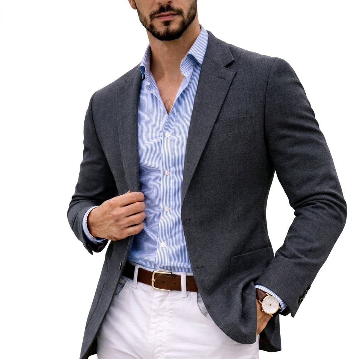 Men's Tailored Knit Blazer Mens Winter Coat Notch Lapel – product view 3