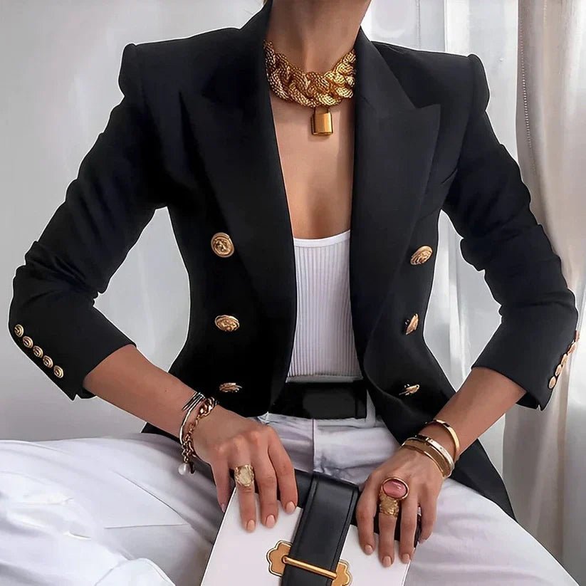 Women's Double-Breasted Blazer with Gold Buttons – product view 1
