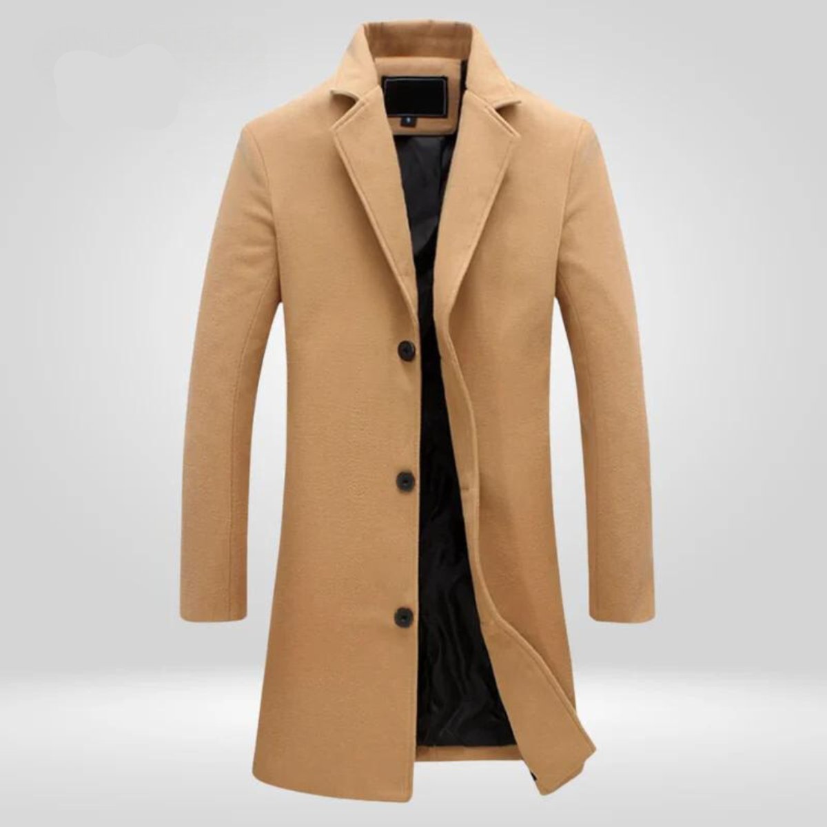 Men's Single-Breasted Wool Coat Long Notch Lapel Overcoat – product view 1