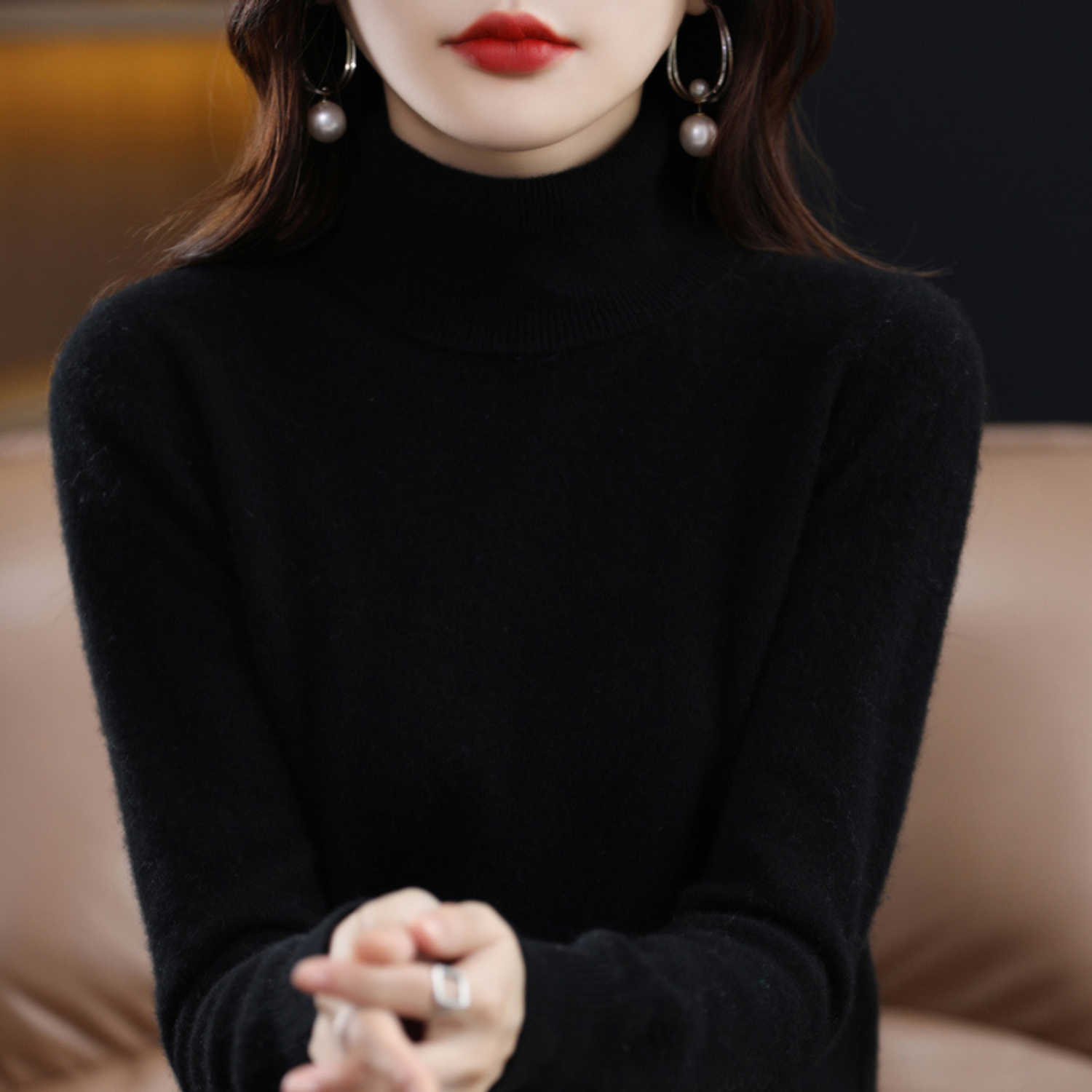 Cashmere Ladies Turtleneck - Elena – product view 1