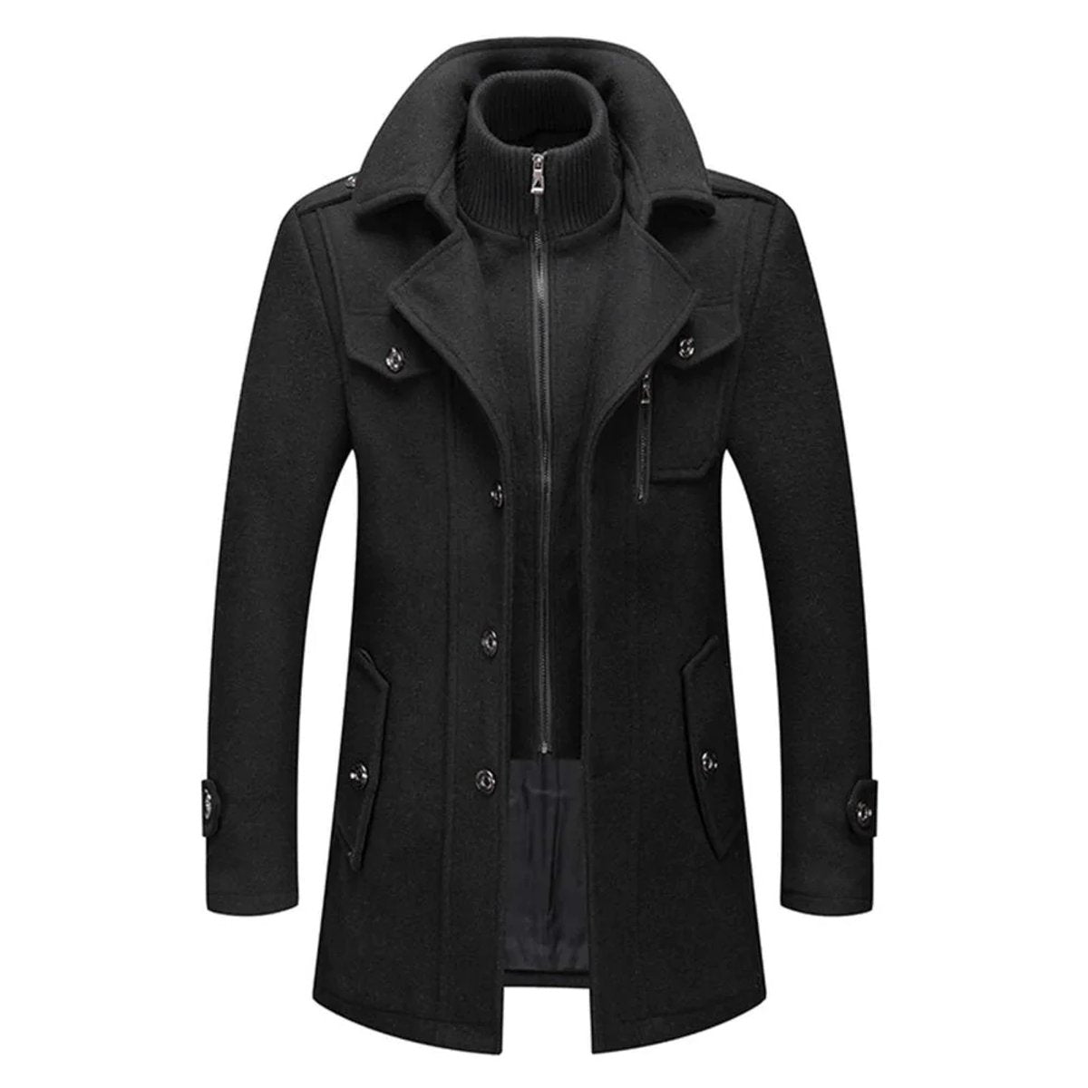 Men's Double-Layer Wool Blend Single-Breasted Overcoat – product view 1
