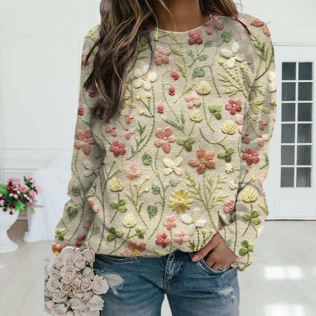 Trendy Women's Sweater with Flower Print - Ava – product view 1