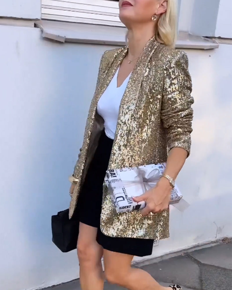 Gold Glitter Jacket with Sequins - Rosamund – product view 1